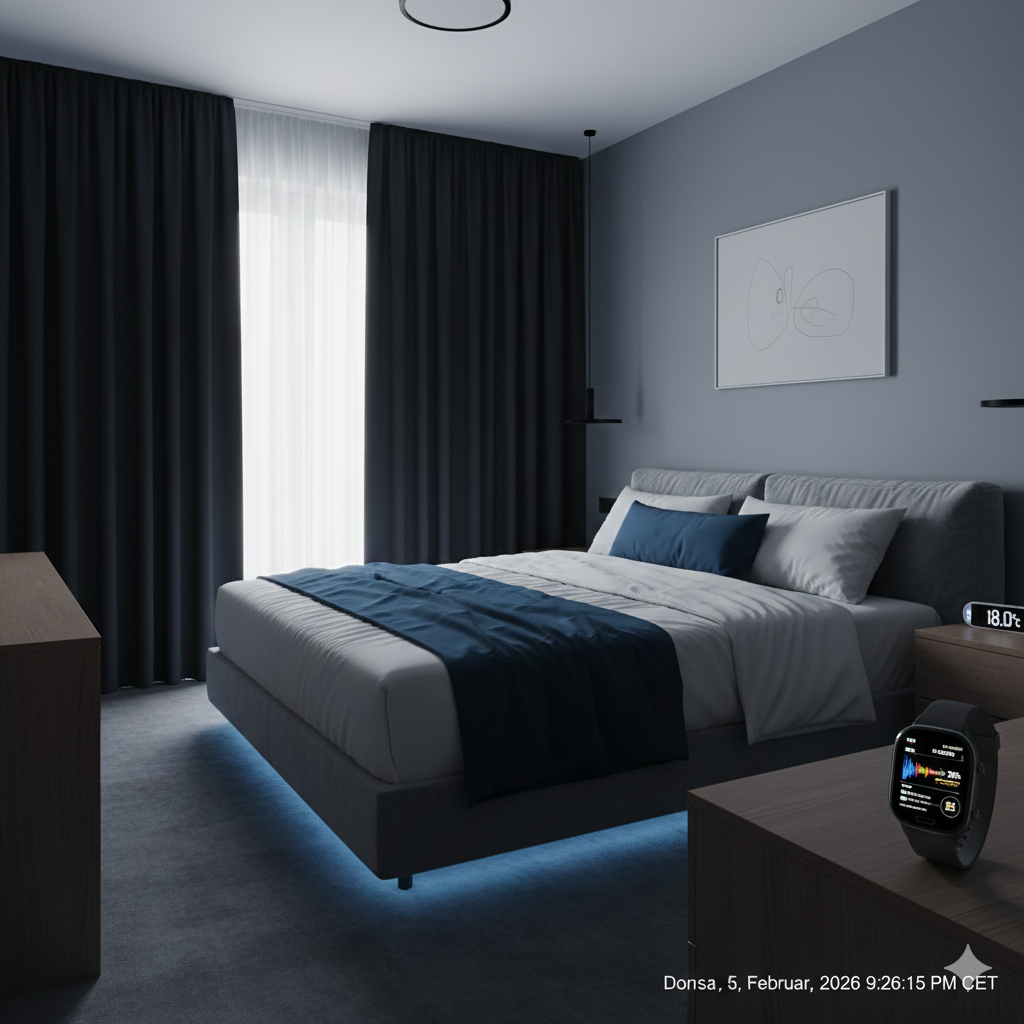 Chambre optimisée pour la récupération sportive avec température idéale et obscurité
