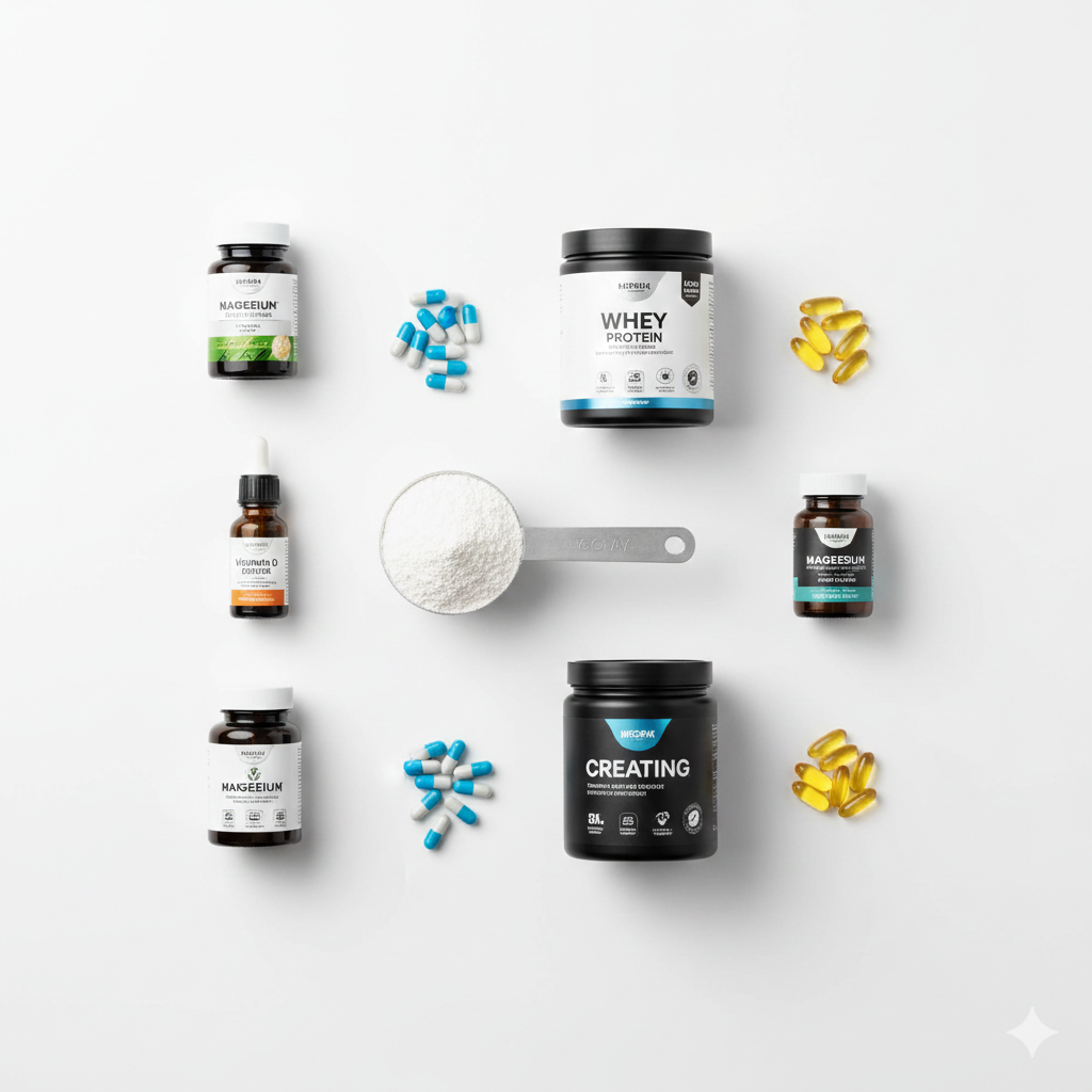 Suppléments de récupération essentiels : whey, BCAA, créatine, oméga-3, magnésium