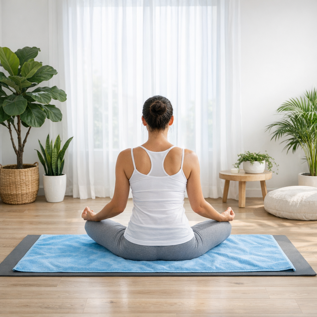 Yoga débutant poses tapis serviette microfibre